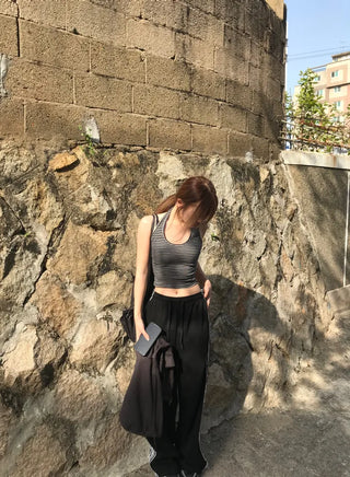 Roy Striped Halter Neck Crop Sleeveless