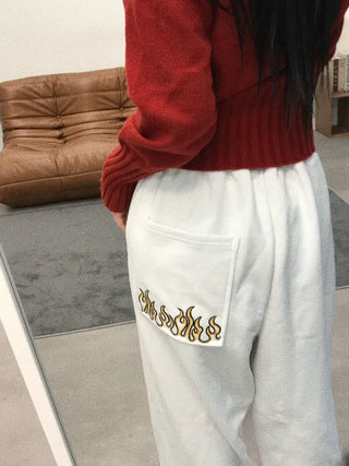 Vamo Fire Print Wide Long Pants