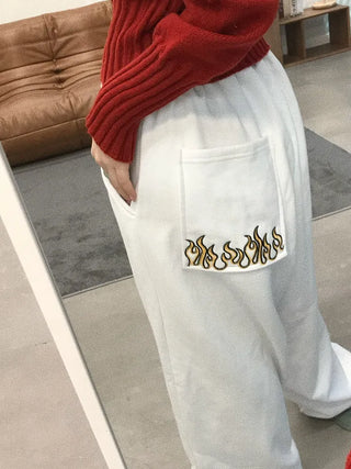 Vamo Fire Print Wide Long Pants