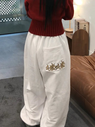 Vamo Fire Print Wide Long Pants