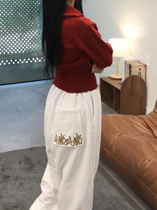 Vamo Fire Print Wide Long Pants