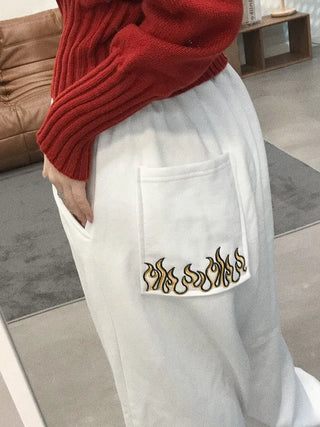 Vamo Fire Print Wide Long Pants