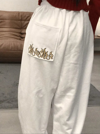 Vamo Fire Print Wide Long Pants