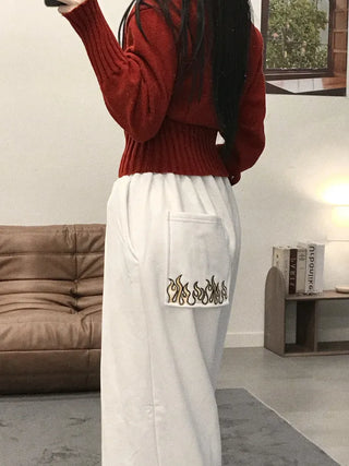 Vamo Fire Print Wide Long Pants