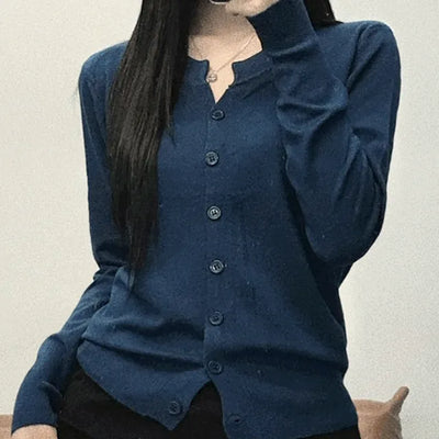 Noir Standard Fit V-Neck Long Sleeve Cardigan