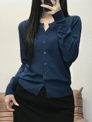 Noir Standard Fit V-Neck Long Sleeve Cardigan