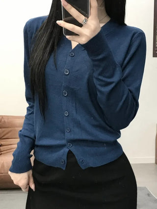 Noir Standard Fit V-Neck Long Sleeve Cardigan