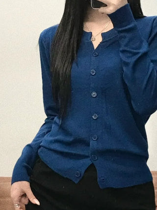 Noir Standard Fit V-Neck Long Sleeve Cardigan