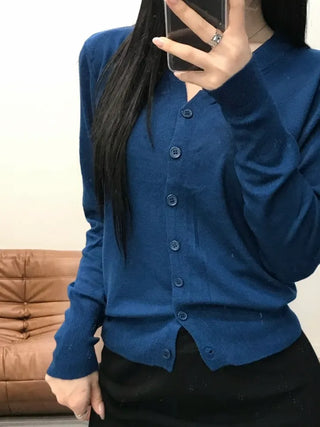 Noir Standard Fit V-Neck Long Sleeve Cardigan