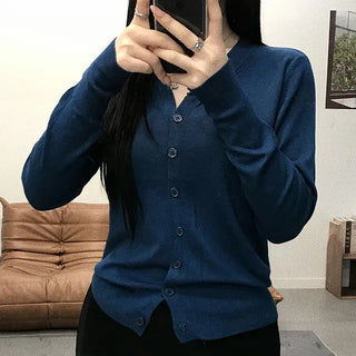 Noir Standard Fit V-Neck Long Sleeve Cardigan