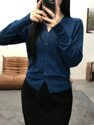 Noir Standard Fit V-Neck Long Sleeve Cardigan