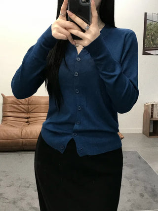 Noir Standard Fit V-Neck Long Sleeve Cardigan