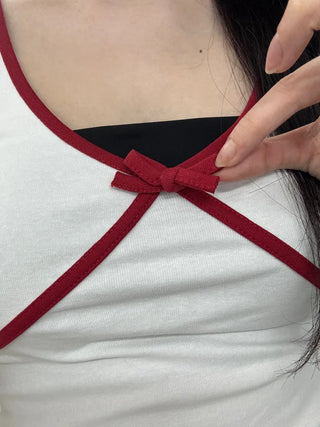 Rafi Color Block Ribbon Point Short Sleeve T-shirt
