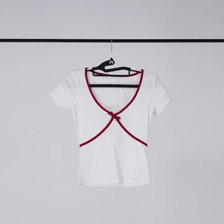 Rafi Color Block Ribbon Point Short Sleeve T-shirt