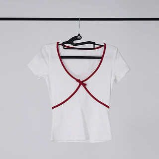 Rafi Color Block Ribbon Point Short Sleeve T-shirt