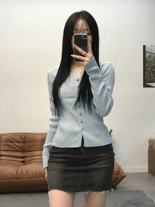 Doe black washed denim mini skirt