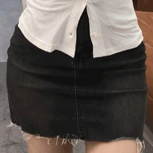 Doe black washed denim mini skirt