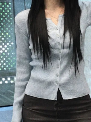 Bello Ribbed Slit Knit Long Sleeve Cardigan