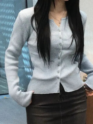 Bello Ribbed Slit Knit Long Sleeve Cardigan