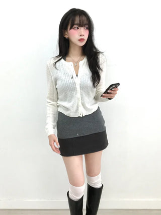 Terre Basic Ribbed Knit Crop Cardigan