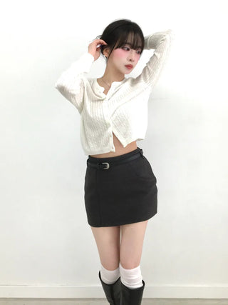 Terre Basic Ribbed Knit Crop Cardigan