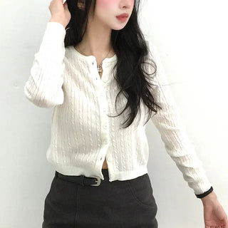 Terre Basic Ribbed Knit Crop Cardigan
