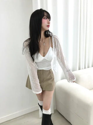 Sub Lace Ribbed Sleeveless Strap Top