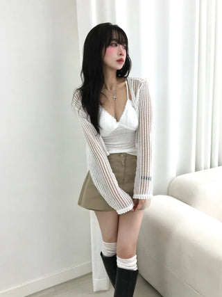 Sub Lace Ribbed Sleeveless Strap Top