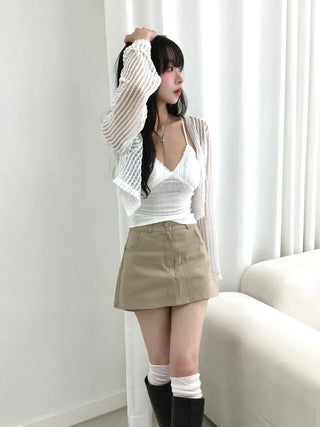 Sub Lace Ribbed Sleeveless Strap Top