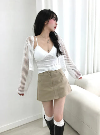 Sub Lace Ribbed Sleeveless Strap Top