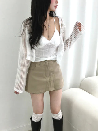 Sub Lace Ribbed Sleeveless Strap Top