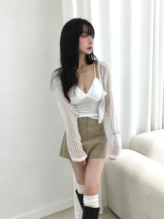 Sub Lace Ribbed Sleeveless Strap Top