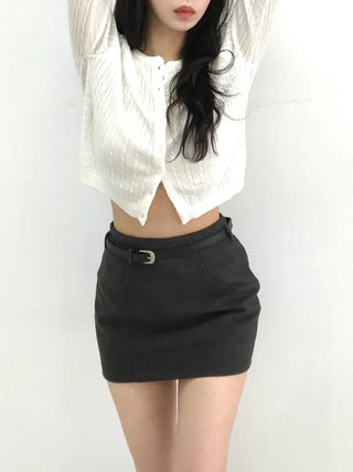 Elu Cut H-Line Basic Mini Skirt
