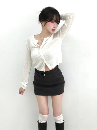 Elu Cut H-Line Basic Mini Skirt