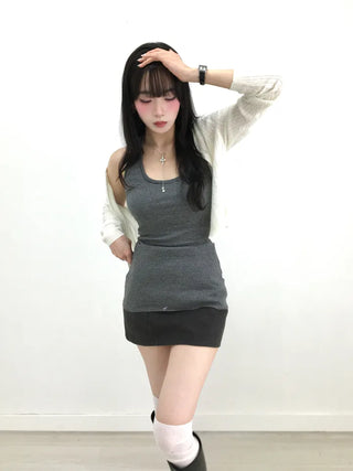 Rayu Striped Halterneck Long Sleeveless Top