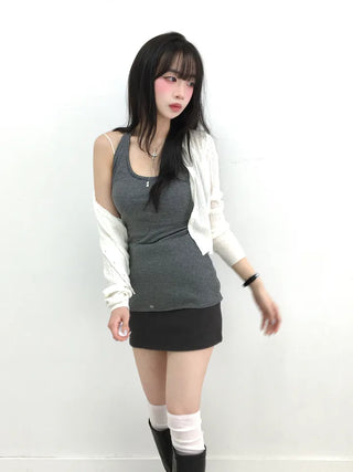 Rayu Striped Halterneck Long Sleeveless Top