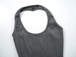 Rayu Striped Halterneck Long Sleeveless Top