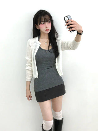 Rayu Striped Halterneck Long Sleeveless Top