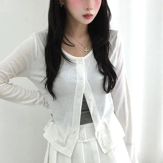 Onyx Delicate Fit Pastel Round Neck Long Sleeve Cardigan