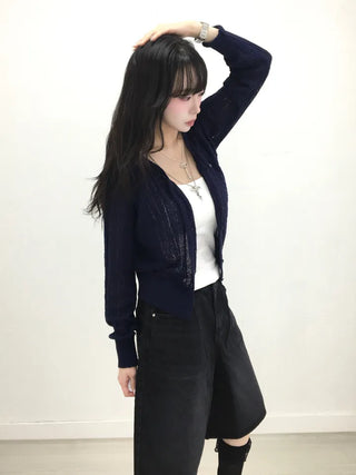 Junie Cable Knit Boucle Cardigan