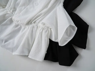 Dubi Frill Off-Shoulder Short-Sleeve Blouse