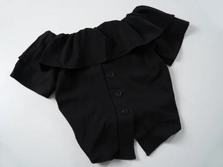 Dubi Frill Off-Shoulder Short-Sleeve Blouse