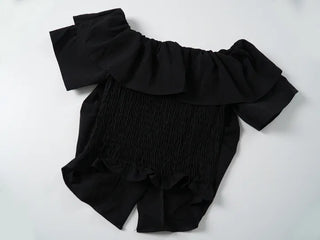 Dubi Frill Off-Shoulder Short-Sleeve Blouse