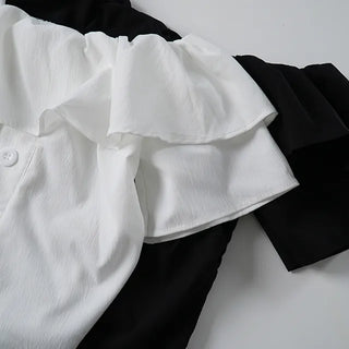 Dubi Frill Off-Shoulder Short-Sleeve Blouse