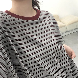 Beak Boxy Fit Striped Color Block Short Sleeve T-shirt