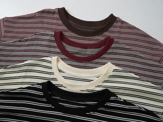 Beak Boxy Fit Striped Color Block Short Sleeve T-shirt