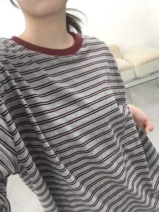 Beak Boxy Fit Striped Color Block Short Sleeve T-shirt