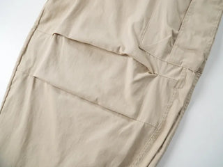 Quilted Cargo Pocket Elastic Waist Long Wide Pants