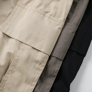Quilted Cargo Pocket Elastic Waist Long Wide Pants