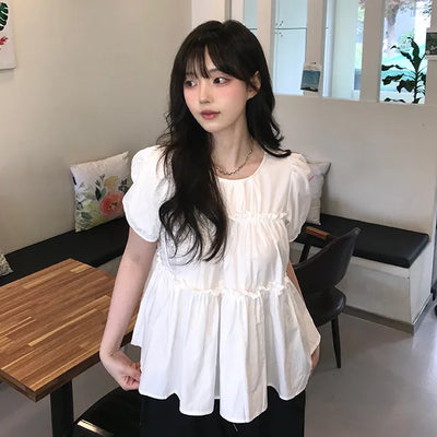 Rubin Frill Shirred Tiered Blouse